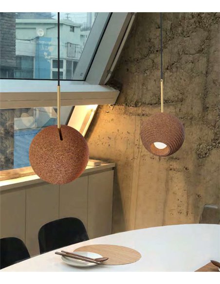 Terra pendant light - Luxcambra - Natural cork lampshade, Ø 14 cm