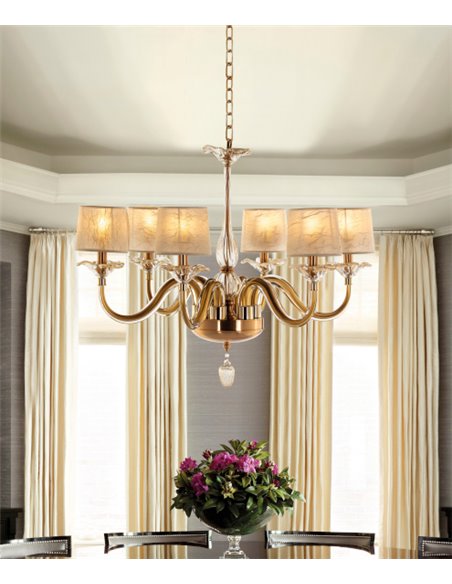 Ceiling light - Copenlamp – Golden pendant light, Murano glass, 6 lights