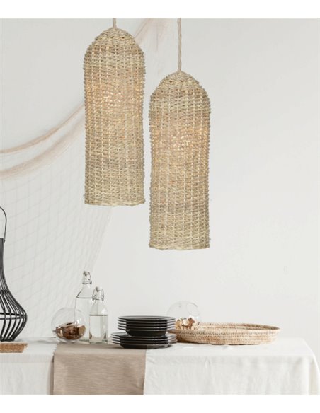 Natural pendant light - Fokobu - Natural jute lampshade, boho chic style