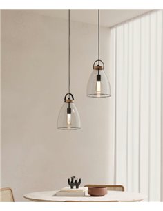Cloche pendant light - Fokobu - Industrial design, clear or smoked glass shade