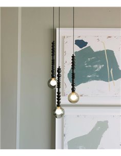 Joselito linear pendant light - Fokobu - Decorative black wooden lamp, 6 lights 2