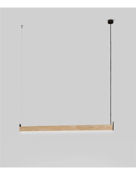 Trave linear pendant light - Fokobu - Modern oak and pine wood design