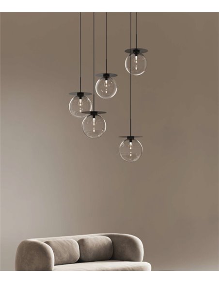 Saturno linear pendant light - Fokobu - Decorative ball pendant light, 5 lights