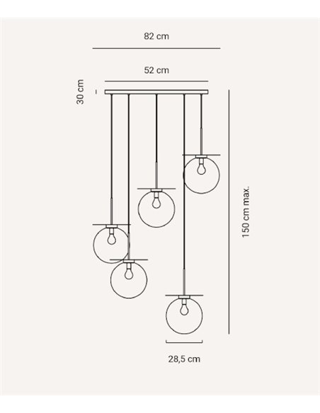 Saturno linear pendant light - Fokobu - Decorative ball pendant light, 5 lights