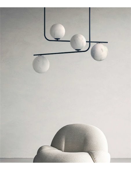 Equilibre pendant light - Fokobu - White marble ball lamp, 2 sizes