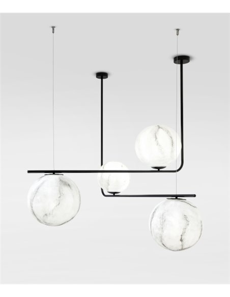 Equilibre pendant light - Fokobu - White marble ball lamp, 2 sizes