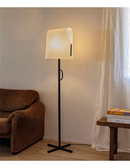 Luang floor lamp - Faro - Modern design with beige or camel papyrus lampshade