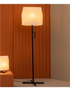 Luang floor lamp - Faro - Modern design with beige or camel papyrus lampshade