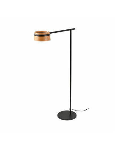 Loop floor lamp - Faro - Adjustable lampshade with touch dimmer, ash or cherry wood shade