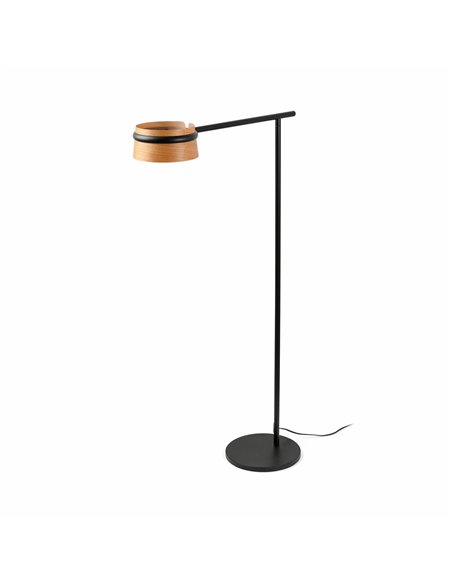 Loop floor lamp - Faro - Adjustable lampshade with touch dimmer, ash or cherry wood shade