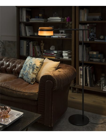 Loop floor lamp - Faro - Adjustable lampshade with touch dimmer, ash or cherry wood shade