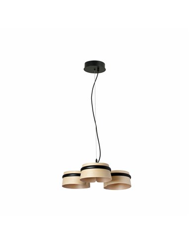 Loop pendant light - Faro - Modern design with 3 wooden lampshades in 2 colours