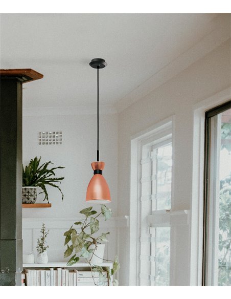 Retro pendant light - Faro - Steel lampshade in 2 colours, vintage style