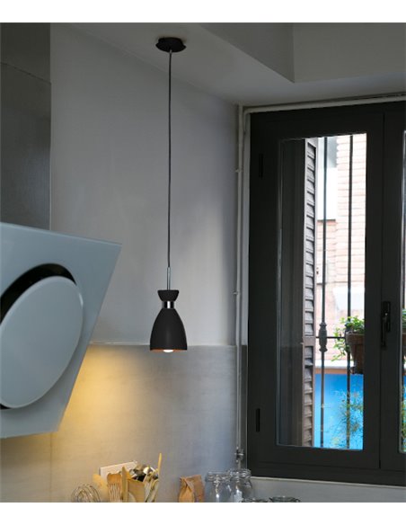 Retro pendant light - Faro - Steel lampshade in 2 colours, vintage style