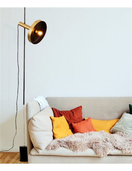 Whizz pendant and floor lamp - Faro - Industrial design in black and gold