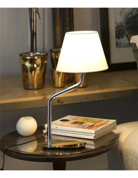 Eterna table lamp - Faro - Modern design in chrome with white, beige or black shade