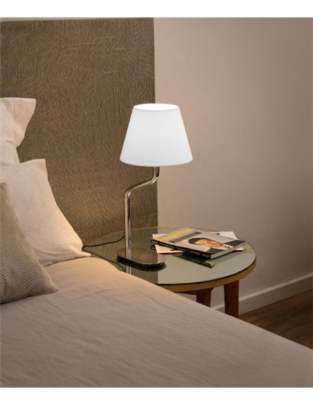 Eterna table lamp - Faro - Modern design in chrome with white, beige or black shade