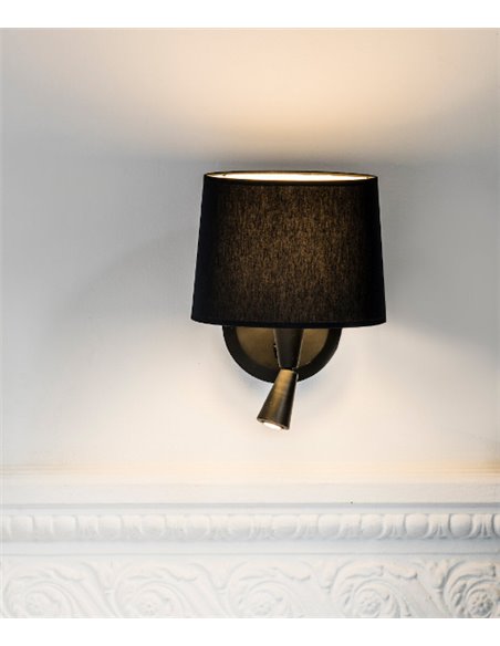 Conga wall light - Faro - Lamp with reader, fabric lampshade