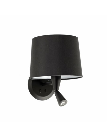 Conga wall light - Faro - Lamp with reader, fabric lampshade