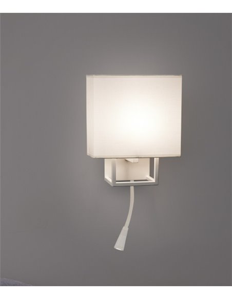 Vesper wall light - Faro - Lamp with LED reader, beige fabric lampshade