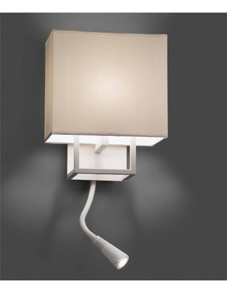 Vesper wall light - Faro - Lamp with LED reader, beige fabric lampshade