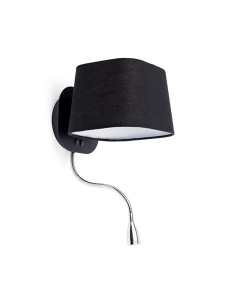 Sweet wall light - Faro - Modern lamp with reader, black or white shade