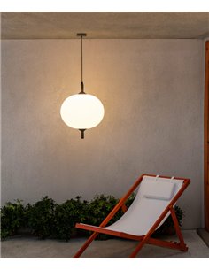 Saigon outdoor pendant light - Faro - Opaque white ball-shaped lamp
