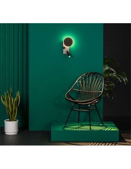 Wall lamp left with reader Klee - Faro - Grey steel, Dimmable, COB LED 2700K