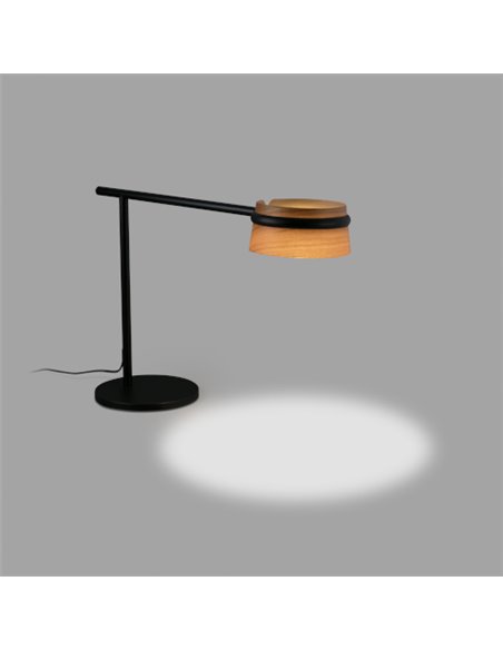 Lámpara de mesa de metal y madera LED orientable 350º y regulable en intensidad 2700K – Loop – Faro