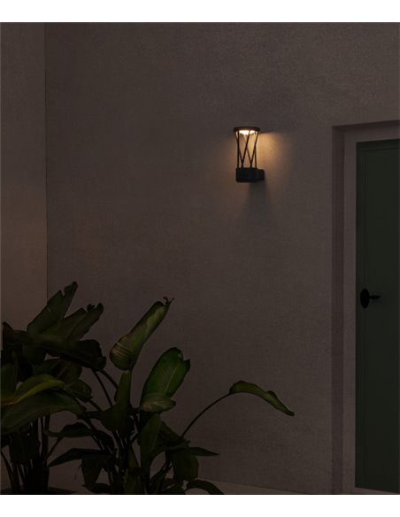Lámpara LED aplique gris oscuro cuerpo entramado – Twist – Faro