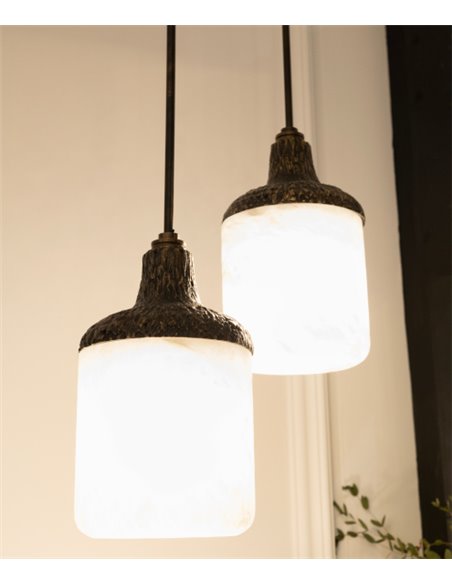 Kensington ceiling pendant - Mariner - Classic design, metal and alabaster shade