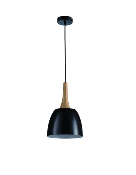 Pendant light - Illus - Black lamp with wooden details