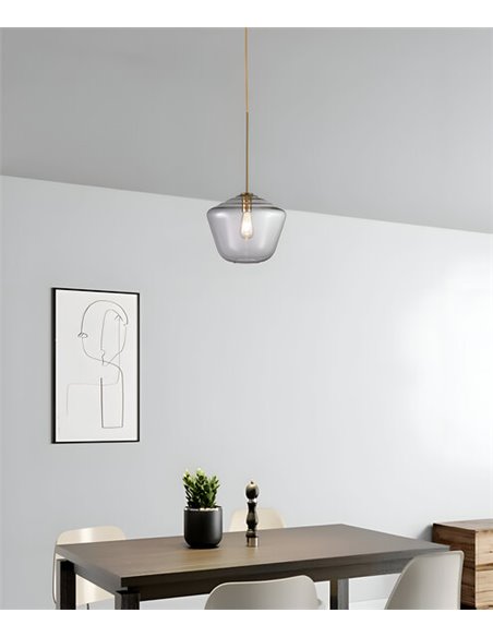 Pendant ceiling light - Illus - Grey or gold glass lampshade