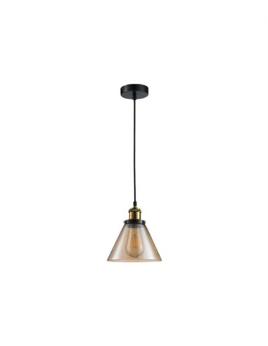 Pendant ceiling light - Illus - Grey or amber glass lampshade