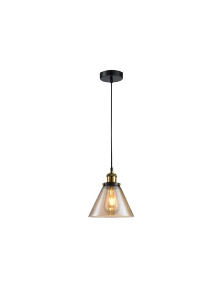 Pendant ceiling light - Illus - Grey or amber glass lampshade