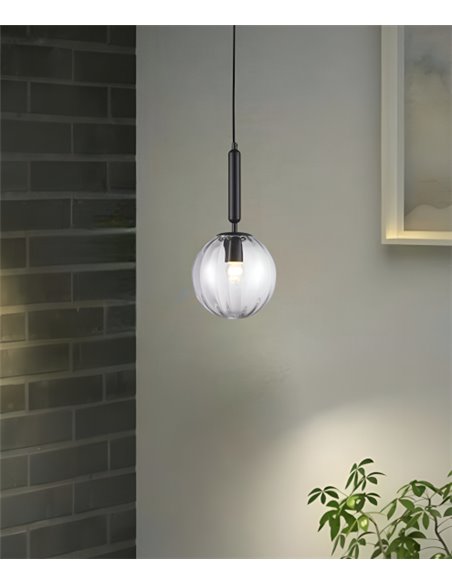 Ball pendant light - Illus - Grey glass lampshade