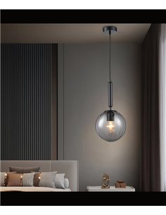Decorative pendant light - Illus - Dark grey glass lampshade