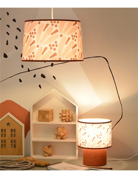 Maggie pendant light - IDP Lampshades - Children's lamp with textile lampshade terra pink