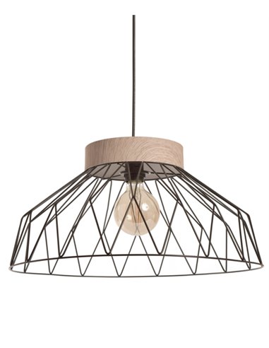 Clayton pendant light - IDP Lampshades - Cage lamp in 2 colours, wood detail 