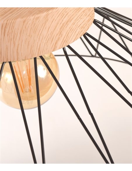 Clayton pendant light - IDP Lampshades - Cage lamp in 2 colours, wood detail 