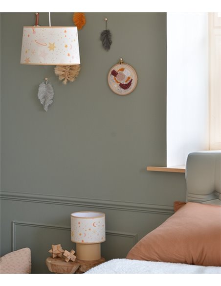 Galilée pendant light - IDP Lampshades - Children's lamp with mustard textile lampshade