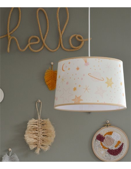 Galilée pendant light - IDP Lampshades - Children's lamp with mustard textile lampshade