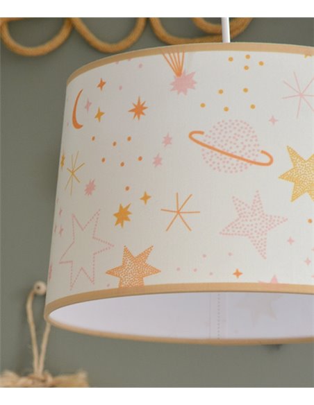 Galilée pendant light - IDP Lampshades - Children's lamp with mustard textile lampshade