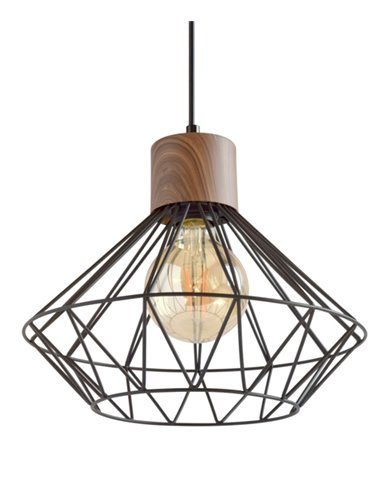 Sequoia pendant light - IDP Lampshades - Metal cage lamp, wood effect, 2 sizes