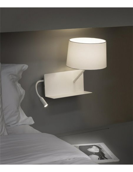 Handy Right wall light - Faro - Lamp with small tray and LED reader