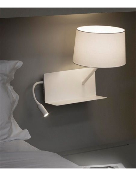 Handy Right wall light - Faro - Lamp with small tray and LED reader