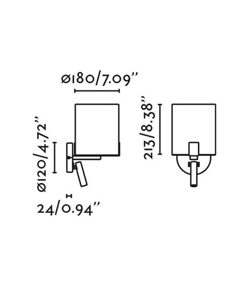 Nila wall light - Faro - Lamp with LED reader, white shade