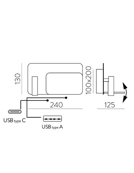 Laika wall light - ACB - Left, Reading lamp, White, LED 3000K