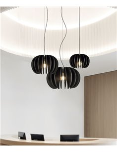 Rosa del Desierto pendant light - ACB - Black wooden ceiling light
