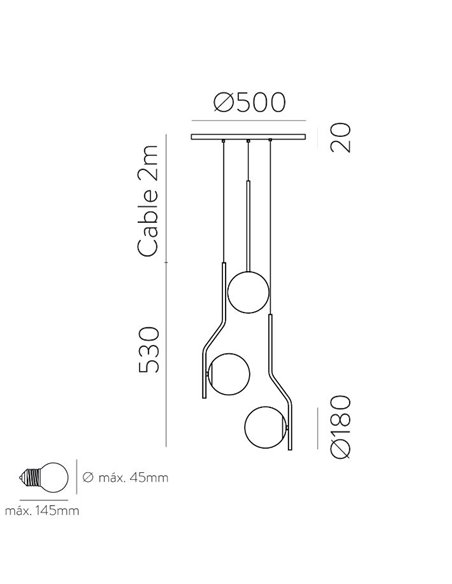 Maui ceiling pendant light - ACB - 3 lights, Ball light